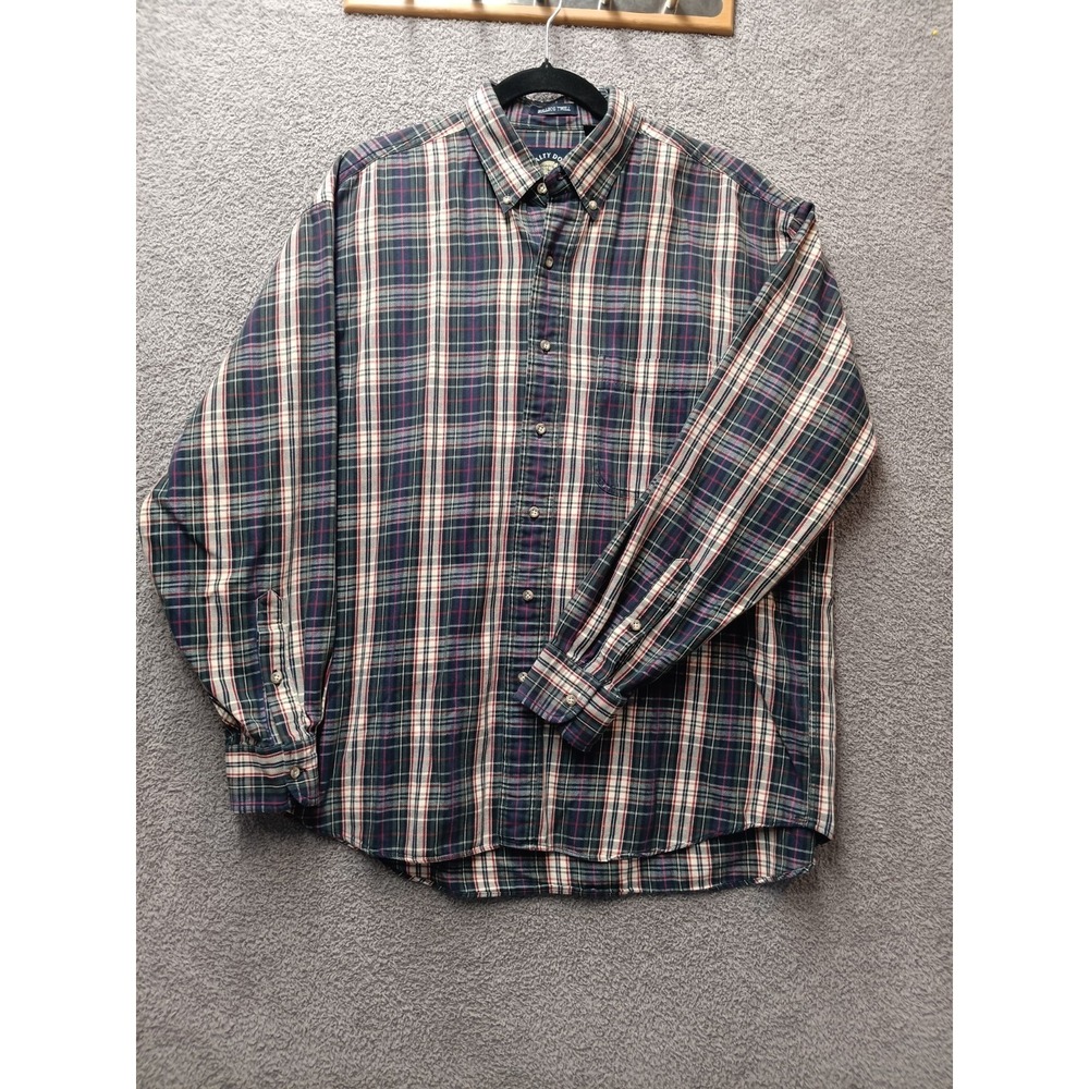 Salty Dog Bulldog Twill Plaid Flannel Shirt Men L‎ Cotton Button Up